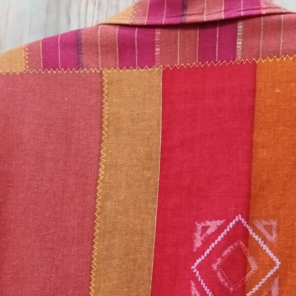 Alfred Dunner Lined Beaded LinenPatchwork Blazer Jacket Size 10 Button Front - Picture 10 of 11